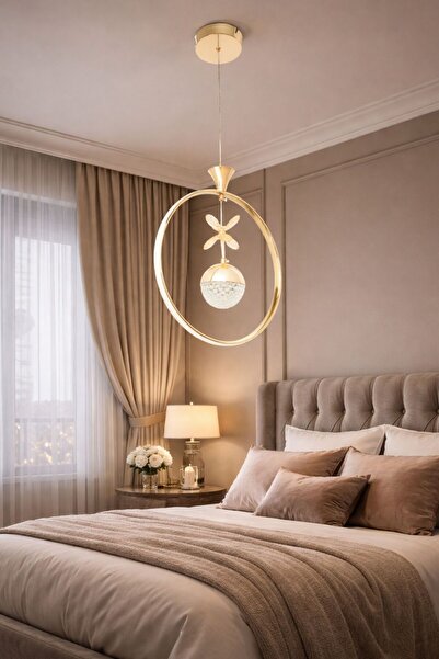 Harnelli 3 Renk Yanabilen Şeker Camlı Modern Ledli Avize