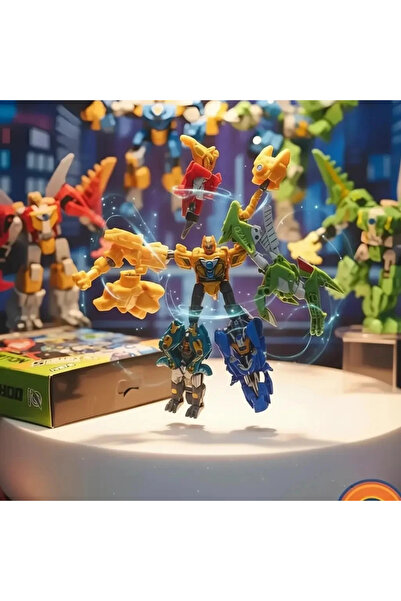 Miniso Lisanslı Dinozor Dönüşüm Oyuncağı Montajı 5 Çeşitli Model Dev Robot Fo...