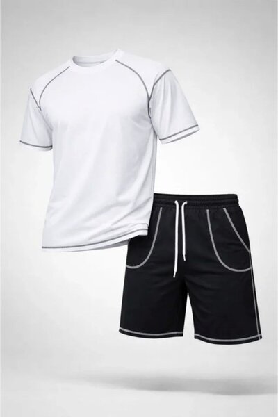 Kanonik Education Ανδρικό αθλητικό μπλουζάκι με σορτς, λεπτομέρεια ραφής σε α...