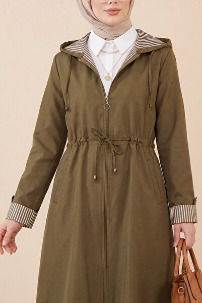 Modamorfo Ελαστική μανίκια στη μέση με διπλωμένη κουκούλα Trenckot -μαύρισμα