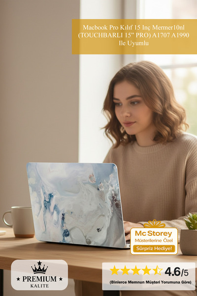 Mcstorey Macbook Pro Kılıf 15 Inç Mermer10nl (TOUCHBARLI 15" PRO) A1707 A1990...