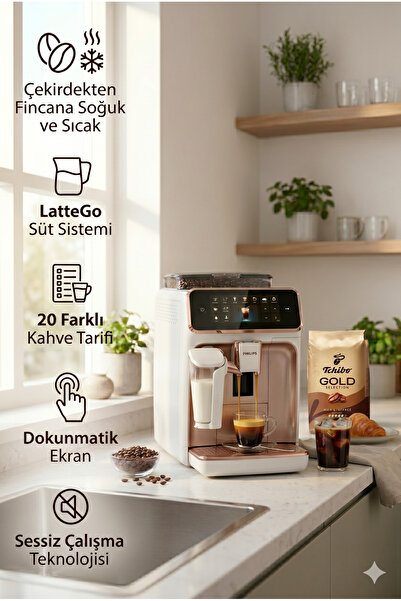 Philips Lattego Tam Otomatik Espresso Kahve Makinesi Beyaz + Kahve Çekirdeği ...