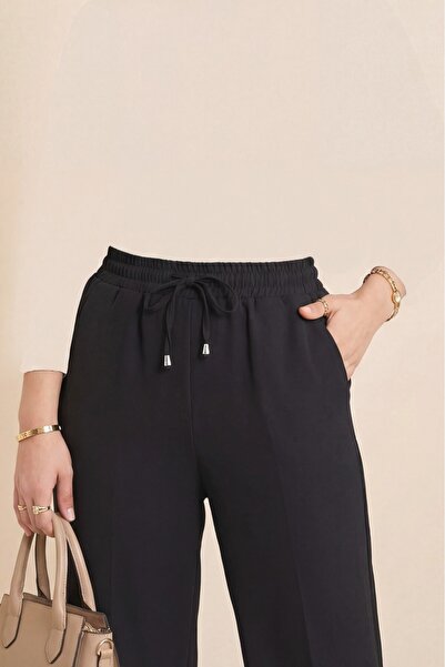 Modamorfo Šněrovací úzké kalhoty v pase – černé