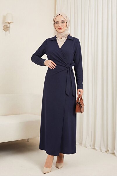 Modamorfo Φόρεμα με διπλό δέσιμο μπροστά και στο πλάι - λακαρισμένο