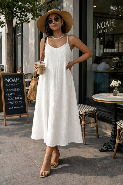 İLKCET MODA Casual γυναικείο φόρεμα με εσωτερική γραμμή και ρυθμιζόμενο λουράκι