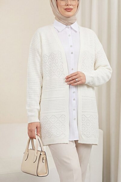 Modamorfo Διάτρητη Ζακέτα Εποχιακής Πλεκτομηχανής -Εκρού