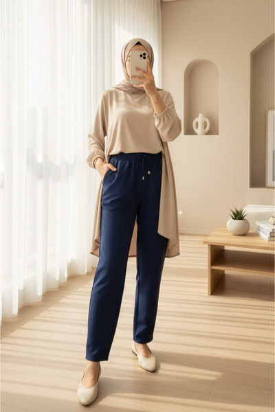 Modamorfo Παντελόνι με κορδόνι στη μέση - βενζίνη