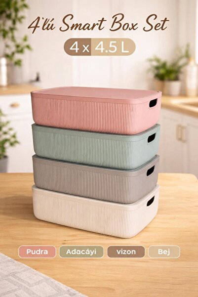 Okyanus Home Linea Smart Box Multi Color 4,5 Lt Κουτί αποθήκευσης πολλαπλών χ...