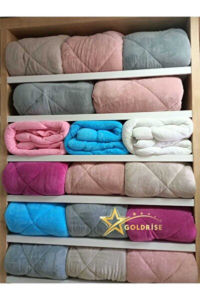 GOLDRİSE Çift Kişilik 63 Tel Lüx Çift Taraflı Welsoft Pamuk Silikon Yorgan 195x215 Pudra ASTAR KILIFI HEDİYE