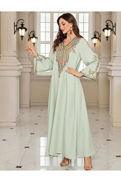 FridayIn Elegant V-Neck Solid Color Rhinestone Embellished Regular Sleeve Lig...