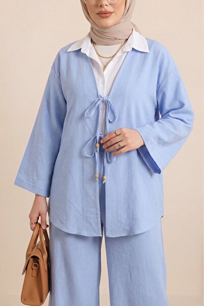 Modamorfo Σετ κιμονό με διπλό δεμένο παντελόνι μπροστά