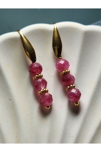 Home Ruby Stone Steel Design Earrings