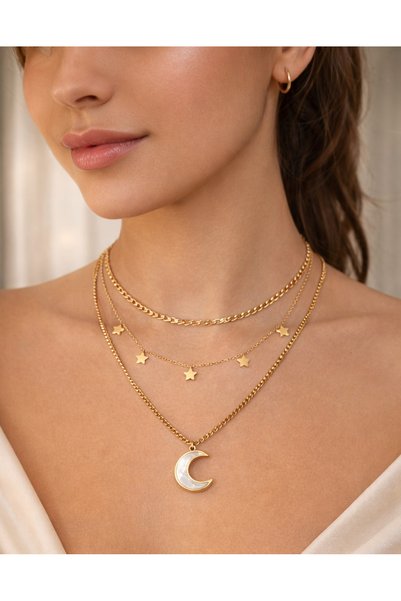 Atika Moda 316L Vacuum Coated Stainless Steel Layer Necklace