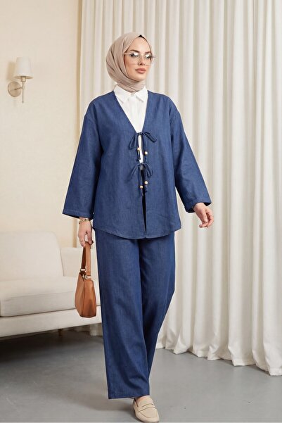 Modamorfo Σετ κιμονό με διπλό δεμένο παντελόνι μπροστά