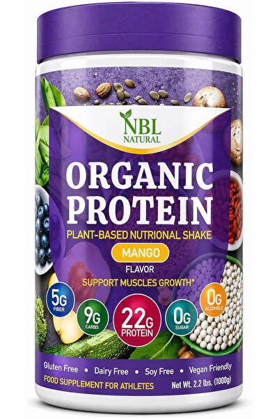 NBL Natural Plant Based Organic Protein Powder, Mango, 2.2 lb, 25 Servings