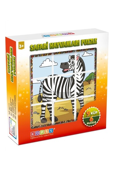Genel Markalar Safari Hayvanları Küp Puzzle - 9 Küp 6 Yapboz