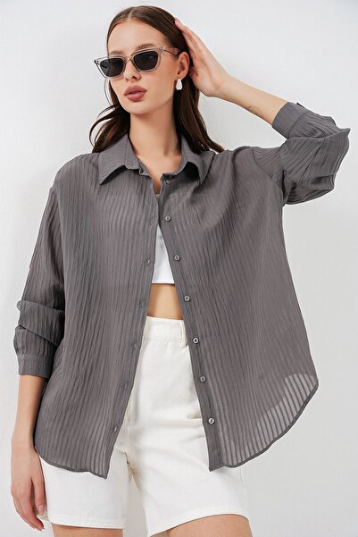 Hiccup Bdart Buttoned Transparent Long Sleeve Shirt