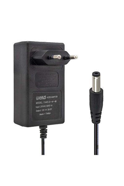 Weko 12 Volt 2 Amper 24 Watt Plastik Kasa Priz Tipi Adaptör 5.5x2.5 Uçlu