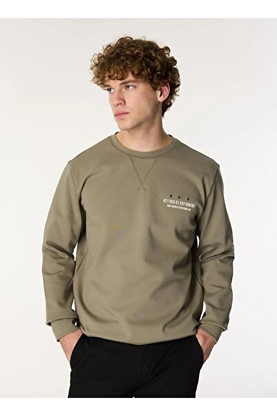 GMG FIRENZE Ανδρικό φούτερ Gmg Fırenze με λαιμόκοψη, ανοιχτό χακί χρώμα, GU24...