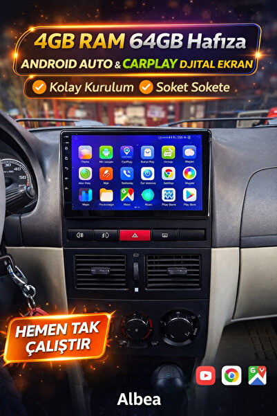 Grade Power 4GB RAM 64 GB FİAT ALBEA VE PALİO UYUMLU MULTİMEDYA KABLOSUZ CARP...
