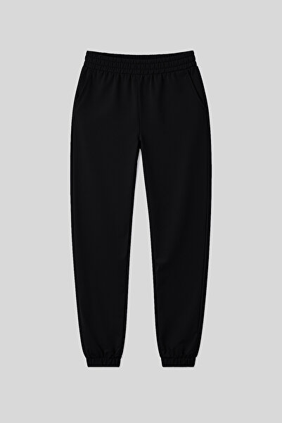 TOMMY LIFE Μαύρες τσέπες ψηλόμεσο άνετο γυναικείο πάτο φόρμας από καουτσούκ -...