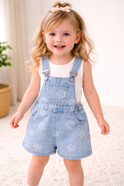 COCO KIDS PAPATYA DESENLİ KIZ KOT SALOPET TAKIM
