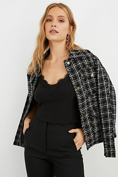 NEW JOURNAL Γυναικεία Μαύρη Δαντελένια Μπλούζα Crop Tank Top APP1192