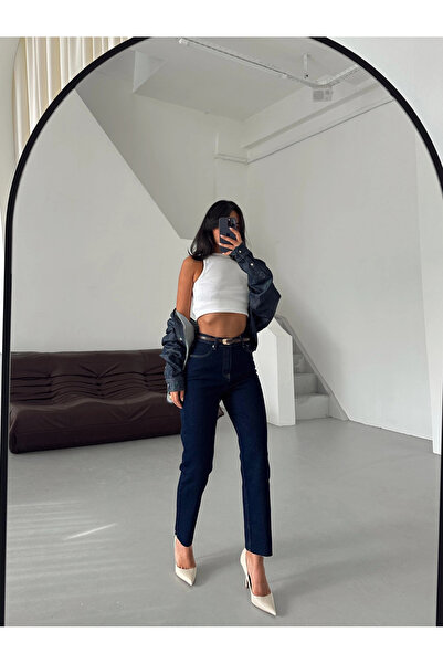 mydukkan.co Massimo Mom Fit džíny - Tmavě modré