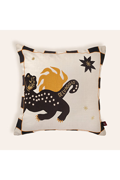 Zsa Zsa Zsu Ghunı Beige Cotton Filled Throw Pillow 50X50 cm
