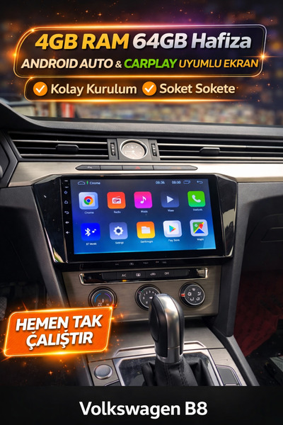 Grade Power 4 GB RAM 64 GB VW PASSAT B8 2017 MODEL VE SONRASI CARPLAY NAV. YO...