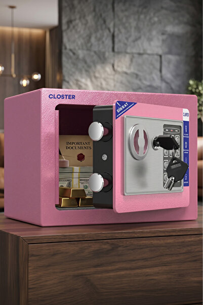 Closter C17pk Ev Tipi Çelik Para Kasası 17x23x17 Cm Pembe