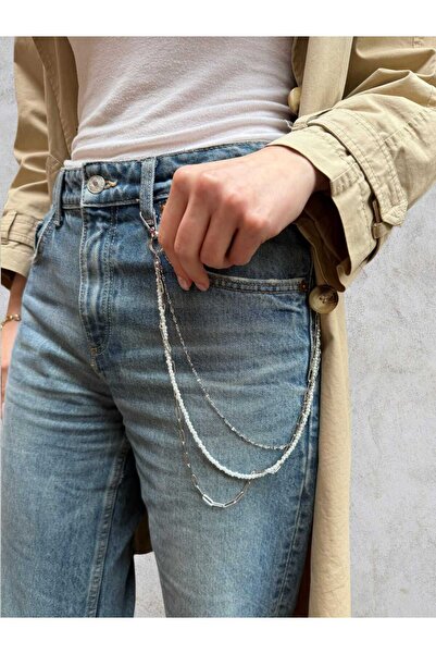 fabjewelleryy 3'lü Sıra İnci ve Zincir Detaylı Pantolon Aksesuarı - Street style