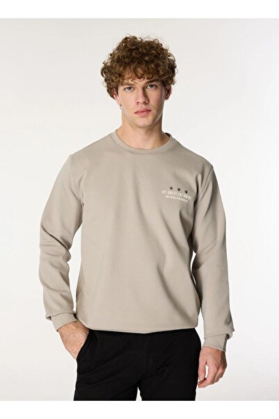 GMG FIRENZE Ανδρικό φούτερ Gmg Firenze Crew Neck Stone GU24MFW08017