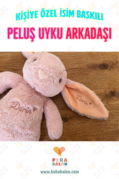 Blur PERA BALON - İsme Özel Uyku Arkadaşı Peluş Tavşan Kişiselleştirilebilir Wellsoft