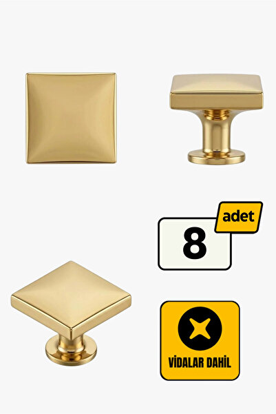 GenelTedarik Lüks Kare Gold Tekli Kulp - Modern Çekmece ve Dolap Kulbu