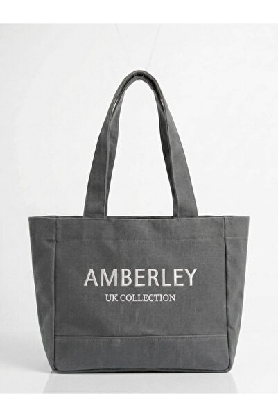Amberley Mumlu Kanvas Gri Tote Çanta Mini | London