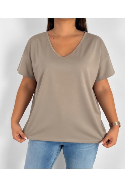 Barato Trend Plus Size Mink Cotton Fabric V-Neck Premium T-Shirt