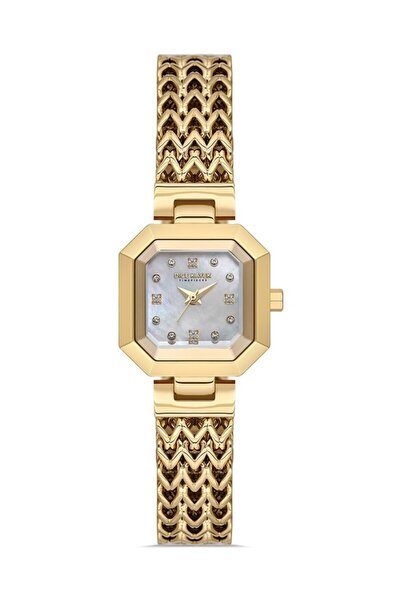 Dice Kayek DK.1.AG1423.05 ساعة نسائية ذات قرص مربع وتصميم مرصع بالأحجار بدرجة...