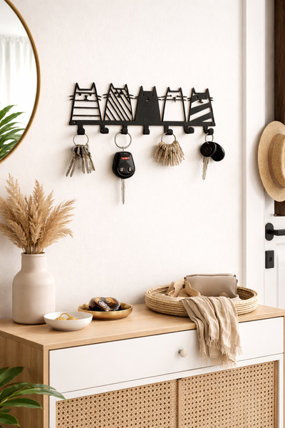 VENON ΜΕΤΑΛΛΙΚΟ Μαύρο Μεταλλικό Μπρελόκ με θέμα τη γάτα, διακοσμητικό με γράμ...