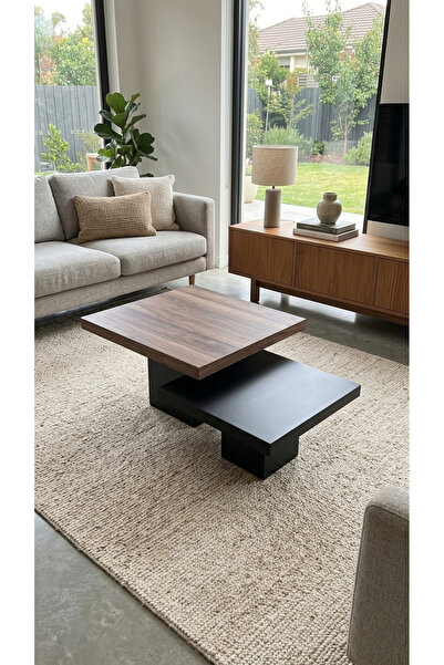 Mobilya Stant Most Marmoris Ceviz-Siyah Ayak %100 Mdf Orta Sehpa Set (EVİNİZE...
