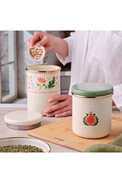 Emsan Pomegranate Enamel Medium Flat Jar