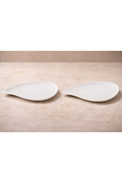 ultraform 2'li Beyaz Porselen Damla Tabak 19x13 cm Meze ve Şık Sunum Için