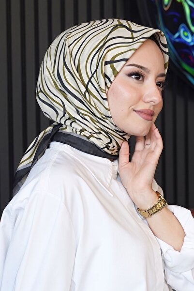 AFVENTE Μαλακό κασκόλ με μοτίβο κυμάτων σε χρώμα μουστάρδας Βαμβάκι