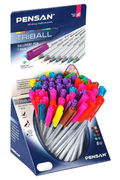 Pensan Tükenmez Kalem Triball 1 mm Renkli 60’lı Stand