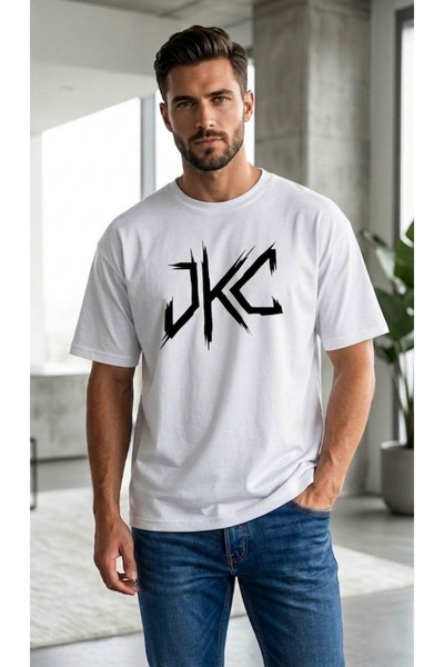 JAKC WAYS Ανδρικό μπλουζάκι JKC με στάμπα, μεγάλου μεγέθους / Κορυφαίας ποιότ...