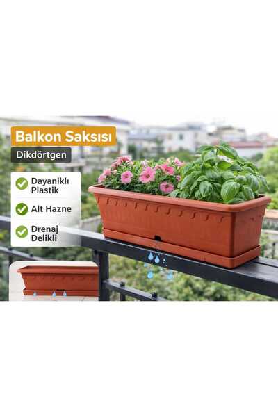 Livonelli Bahçe Balkon Saksı 60 cm 3 Adet Saksı