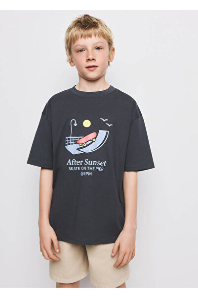 MANGO Kids Kayık desenli pamuklu tişört