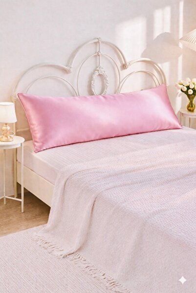 Cherry Bloom Cotton غطاء وسادة طويل من الساتان الوردي مقاس 50 × 135