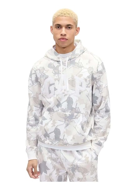 GAP 821645 Camouflage Logo Men's Hooded Sweatshirt Beige
