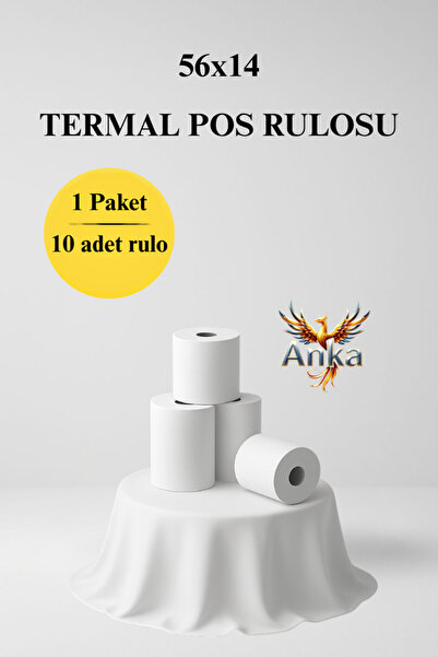 Anka 56x14 Termal Pos Kağıdı Rulosu & Yazarkasa Rulosu 10'lu Paket